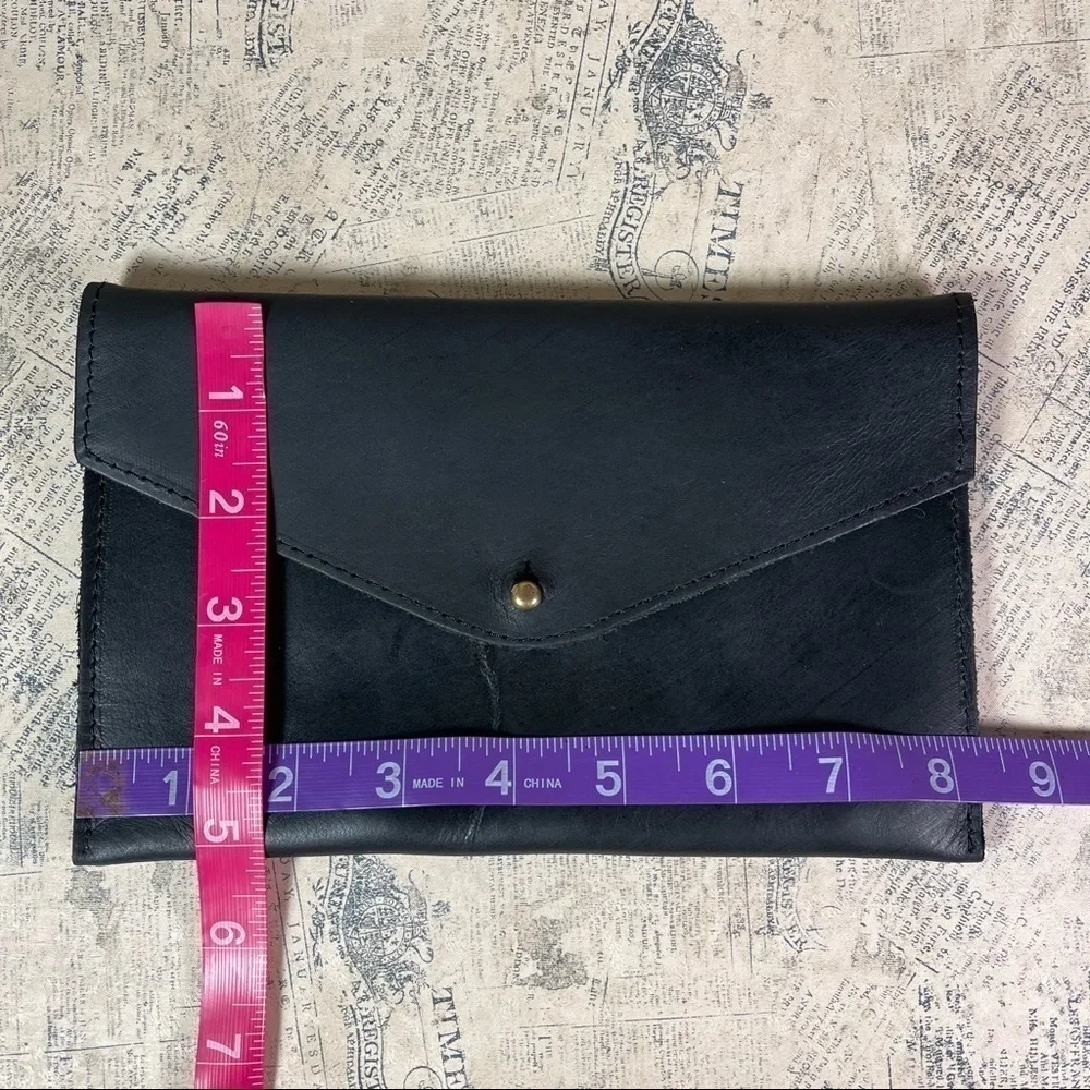 Parker Clay Black Leather Wallet Card Holder Travel Document Pouch Organizer